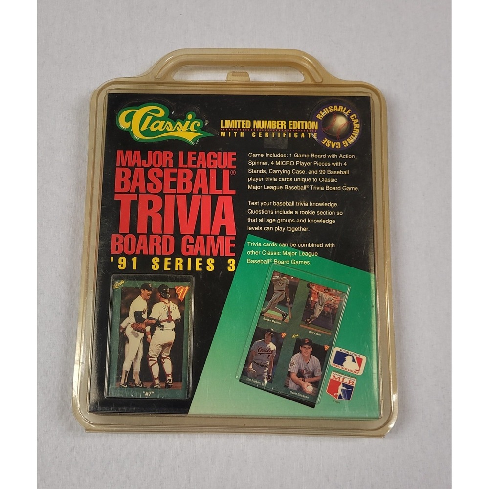 1991 Classic Major League Baseball Trivia Board Game MLB Trading Cards Series 3